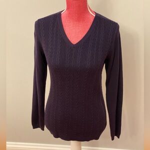 Talbots Size Small Womens Navy Blue Cable Knit Sweater NEW WITH TAGS